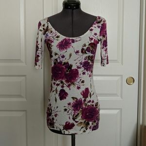 Floral print 3/4 sleeve shirt